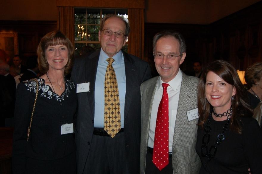 Associates members Sharon and James Plotkin enjoy the evening with Caltech President Jean-Lou Chameau and his wife Dr. Carol Carmichael