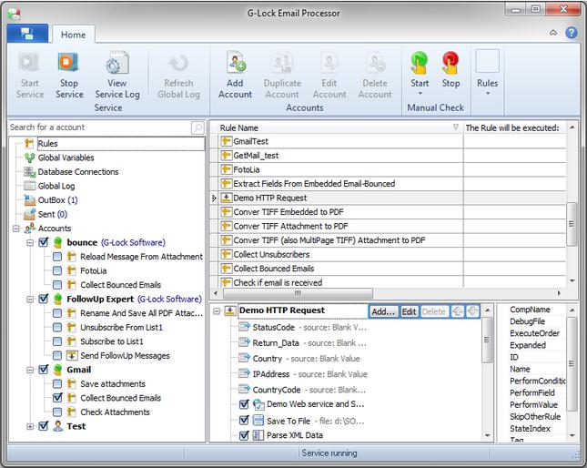 G-Lock Email Processor main window