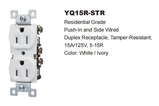 Duplex Receptacle with Children Safety Tamper-Resistant -