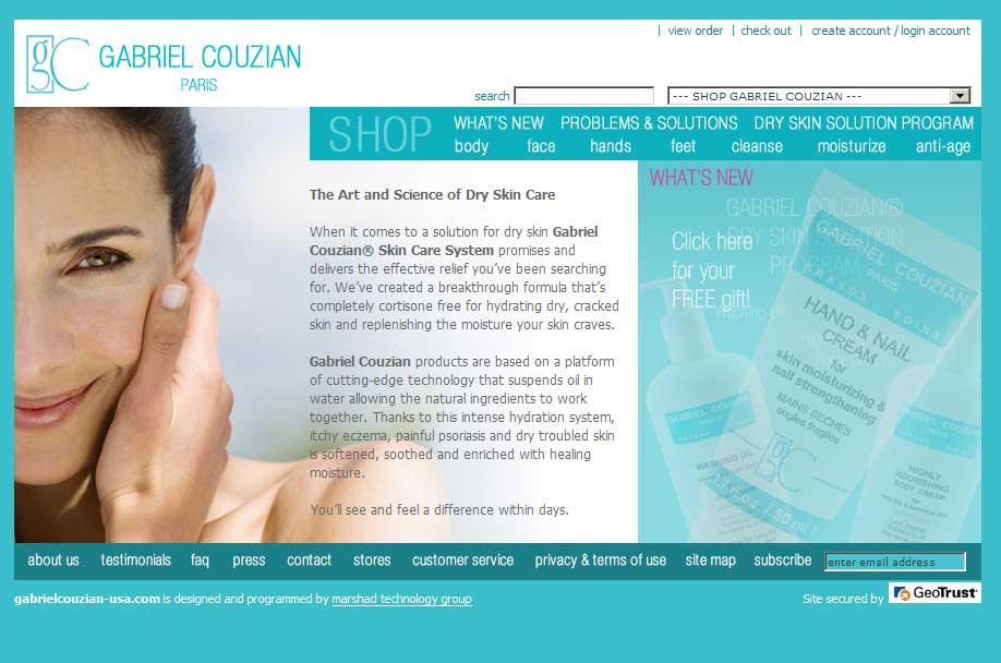 The homepage of the new http://GabrielCouzian-USA.com website designed by Marshad Technology Group.