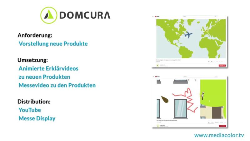 Domcura relies on innovative explanatory videos from Mediacolor.TV