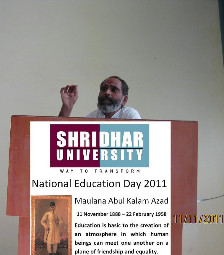 Pilani Rajasthan Shridhar University Celebrates National Education Day with Talk on Thirukural & Bhagavad Gita