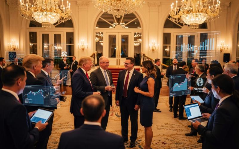 Perpetuals.com executives at the World Liberty Forum (illustrative image).