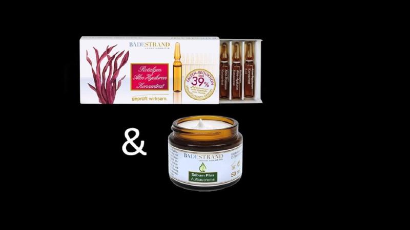 Red algae aloe hyaluron ampoules 2 ml set of 10 & Sebum Plus regenerating cream 50 ml ( (C) Badestrand Kosmetik GmbH)