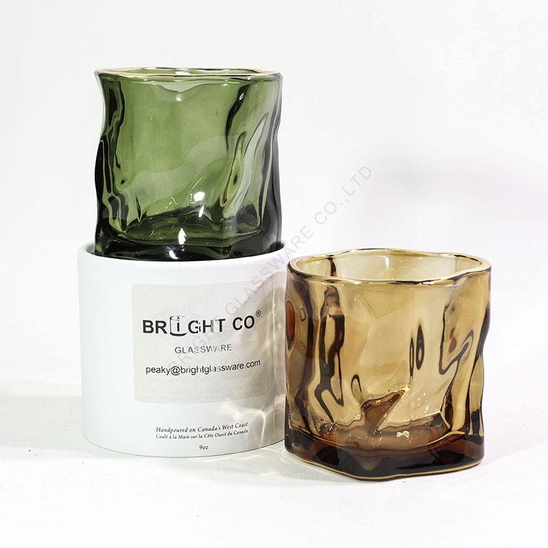 Introducing the 8oz Irregular Glass Candle Jars with Gold Rim