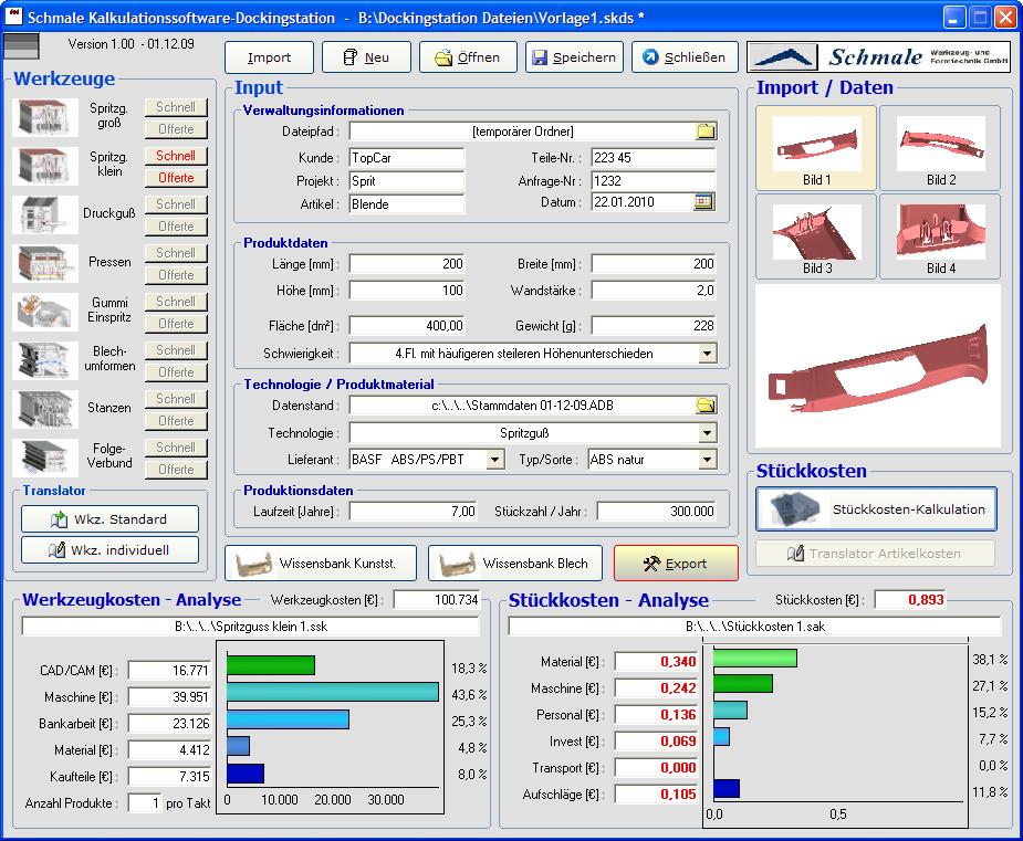 The new docking station links CAD systems to the cost-and-pricing calculation software of Schmale. Source: Schmale