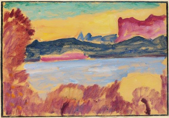 Alexej von Jawlensky, Landschaft Genfer See. 1915. Oil on paper. 27,4 x 39,1 cm (10,8 x 15,4 in). Schätzpreis: € 100.000-150.000