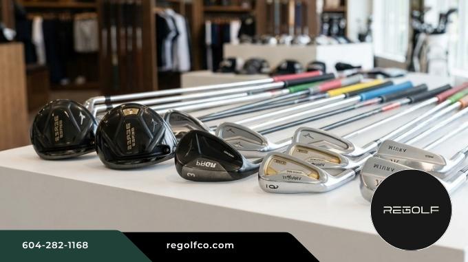 Premium pre-owned Japanese and Korean golf clubs displayed at ReGolf Co. Surrey BC pro shop.