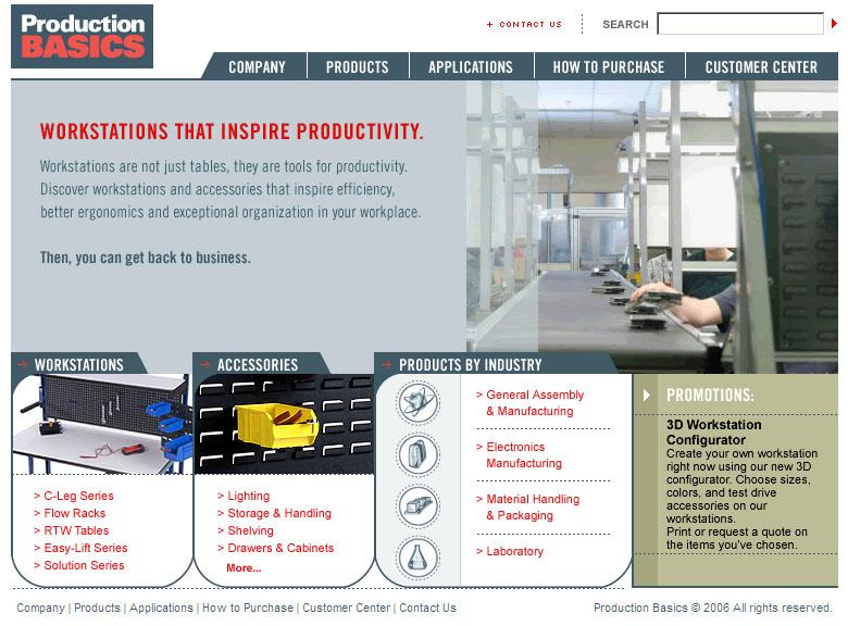 Production Basics wins award for industrial workstation website: Workstation resource pbasics.com is recognized with a Gold Hermes Creative Award