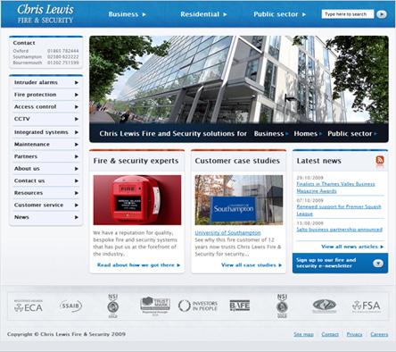 The new Chris Lewis Fire & Security website, www.chrislewisfs.co.uk.