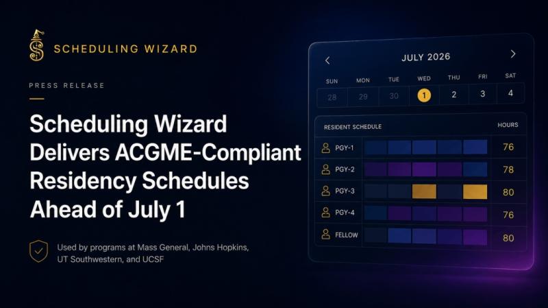 "Most programs hand the scheduling job to a chief resident who's never done it before, every single July. We take that whole job off their plate -- programs send us their constraints, we send back a finished, compliant schedule." -- Sam Oberly, CEO & C