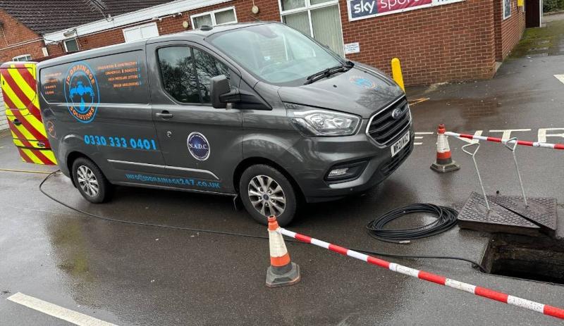 JD Drainage Solutions van on site attending a blocked drain in Bournemouth