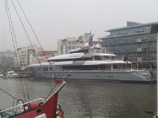 Mogambo superyacht docks in Bristol's Floating Harbour