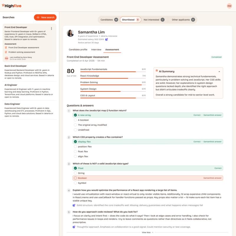 High Five's Newest Assessments Feature