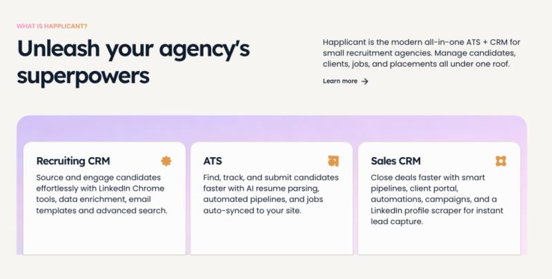 The Happlicant ATS/CRM platform helps executive search firms in South Africa manage candidates, clients, and placements using AI-powered recruiting tools, applicant tracking, CRM, sourcing, and workflow automation.