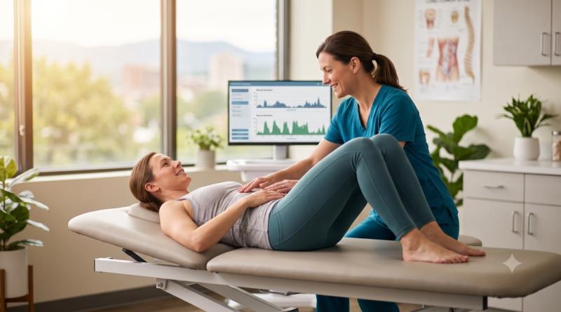 A specialized provider at Balance Wellspace Integrative Medicine guides a patient through gentle, targeted exercises during pelvic floor therapy in Roanoke, VA, to restore core stability and help alleviate chronic discomfort.