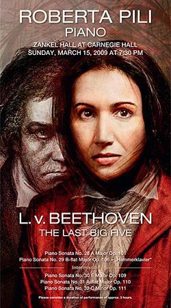 Poster Concert Roberta Pili Carnegie Hall / Artwork: © Julie May Queen - Beethoven/L.Michalek - Beethoven Haus Bonn
