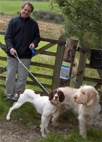 Derek Collinson with Findlay (Spinone) and Florrie (English Pointer) in the English Lake District