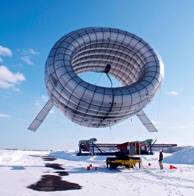 Altaeros Airborne Wind Turbine prototype during testing in Limestone, Maine (Altaeros Energies 2012)