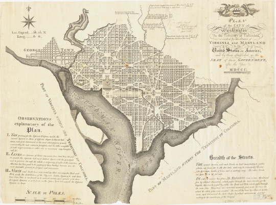 Andrew Ellicott, Plan of the City of Washington in the Territory of Columbia. Philadelphia, 1792. Image courtesy of Harvard Map