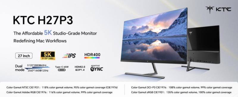 KTC Launches H27P3, The Best Budget 5K Studio-Grade Monitor Redefining Mac Workflows