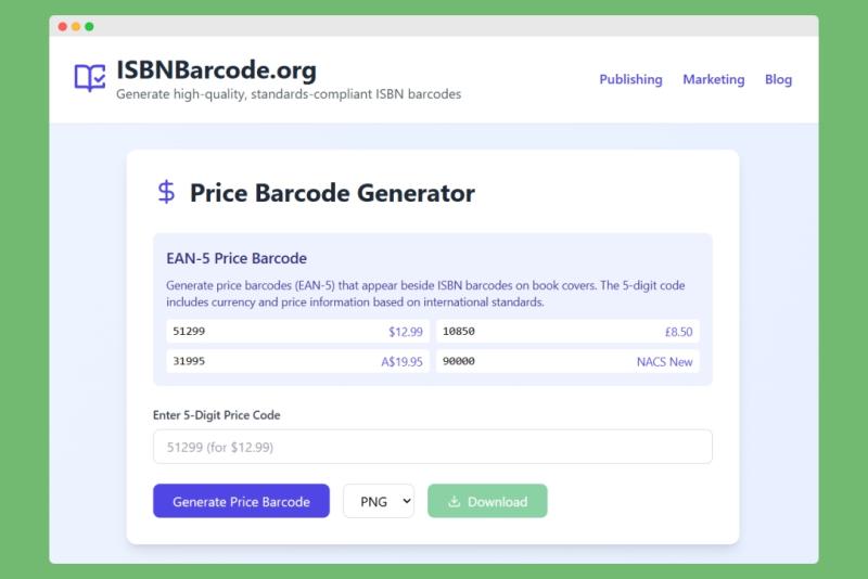 ISBNBarcode.org Launches Free EAN-5 Price Barcode Generator to Streamline Book Publishing Process