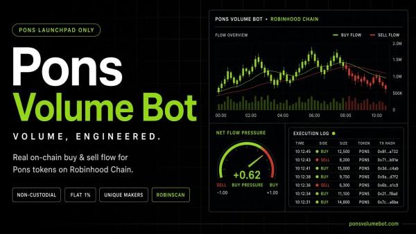 Pons Volume Bot Launches to Bring Real Trading Volume to Pons