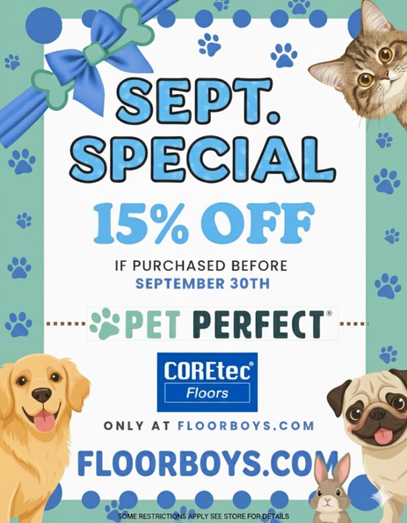 South Carolina's #1 Pet Flooring Experts Offer Exclusive September Special on COREtec Registered Floors Through September 30, 2025