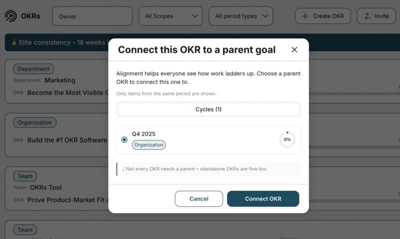 OKRs Tool Launches Hierarchical OKRs to Solve the #1 Challenge in Goal Alignment
