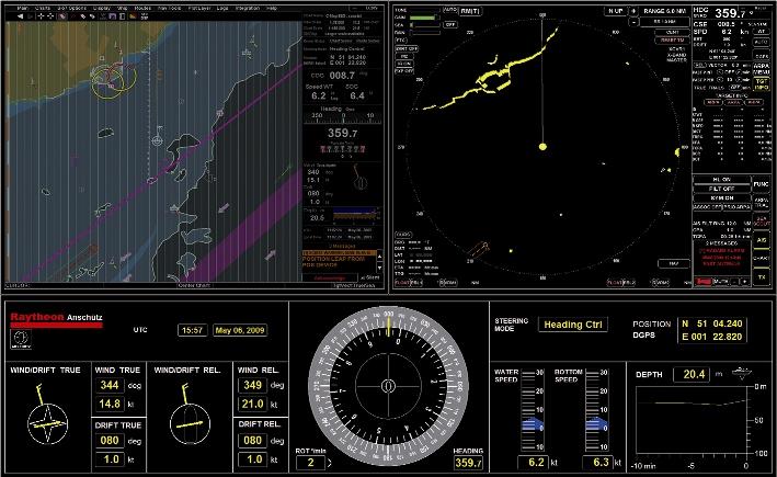 Raytheon Anschütz Captain?s Display: Individual configurable display of navigational live information including Radar and ECDIS video ? suitable for any location on board of the yacht