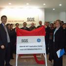 Jack Kuo, Director of SGS-CSTC Standards Technical Service Co., Ltd, and Charlene Begley, President & CEO of GE Enterprise Solutions, open the joint application center for non-destructive testing.
