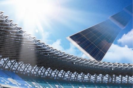 DelSolar equipped World Game Stadium 2009 Kaohsiung Taiwan with Solar Panels - Delsolar at Intersolar 2010 in Munich
