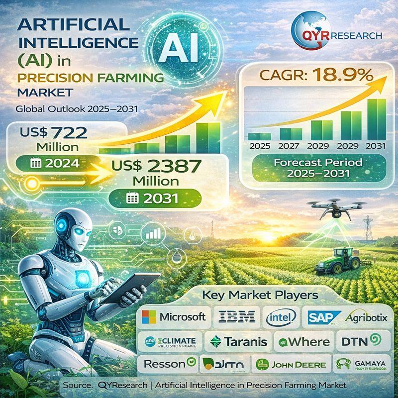 Artificial Intelligence (AI) in Precision Farming Market to Witness Rapid Growth at a CAGR of 18.9% Through 20