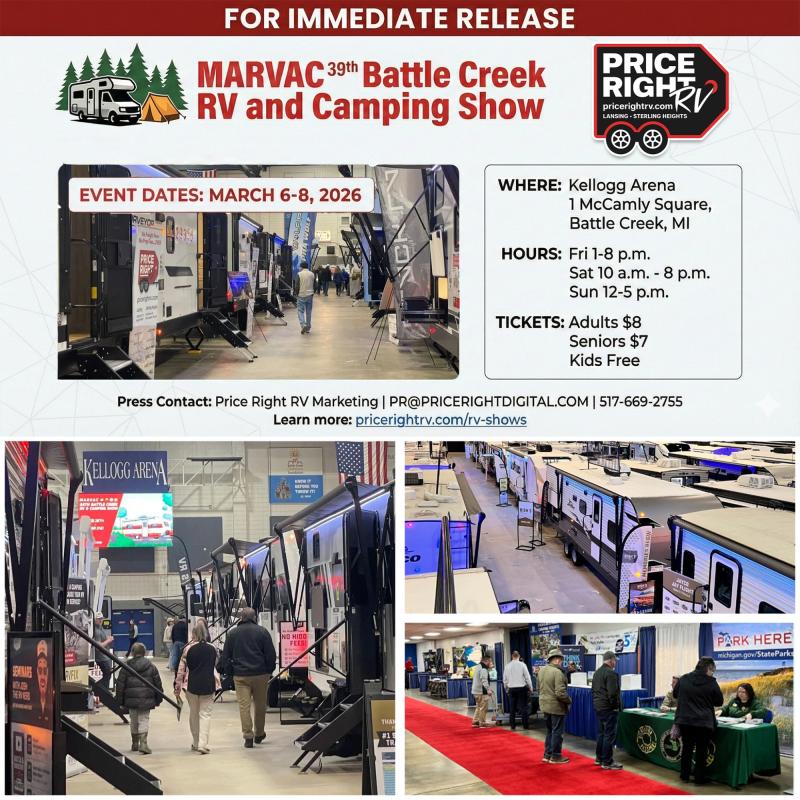 Price Right RV to Attend MARVAC 39th Battle Creek RV and Camping Show, March 6-8