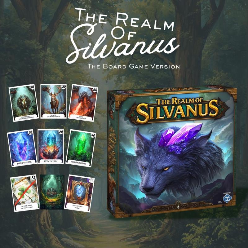 The Realm of Silvanus, a fast-paced strategy board game for 2-6 players (ages 7+). Merging accessible family fun.