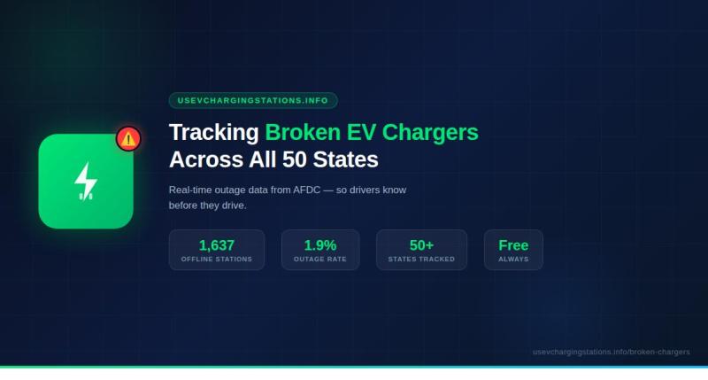 Real-time EV charger outage map - USEVChargingStations.info