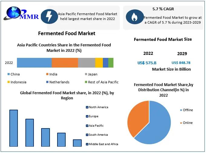 Fermented Food Market is projected to reach USD 848.78 billion by 2029, exhibiting a robust CAGR of 5.7%