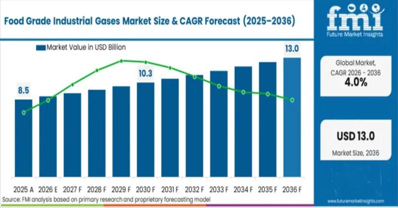 Food Grade Industrial Gases Market to Reach USD 13.2 Billion