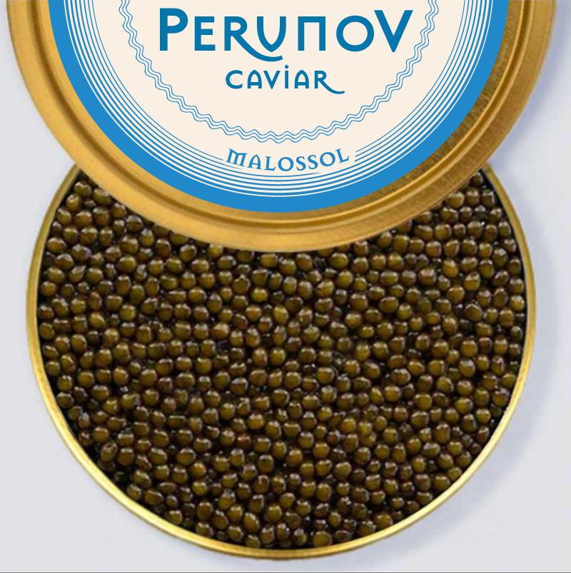 Caviar House Perunov premium caviar varieties, including Beluga, Osietra, Sevruga, and Alaska Keta salmon roe.