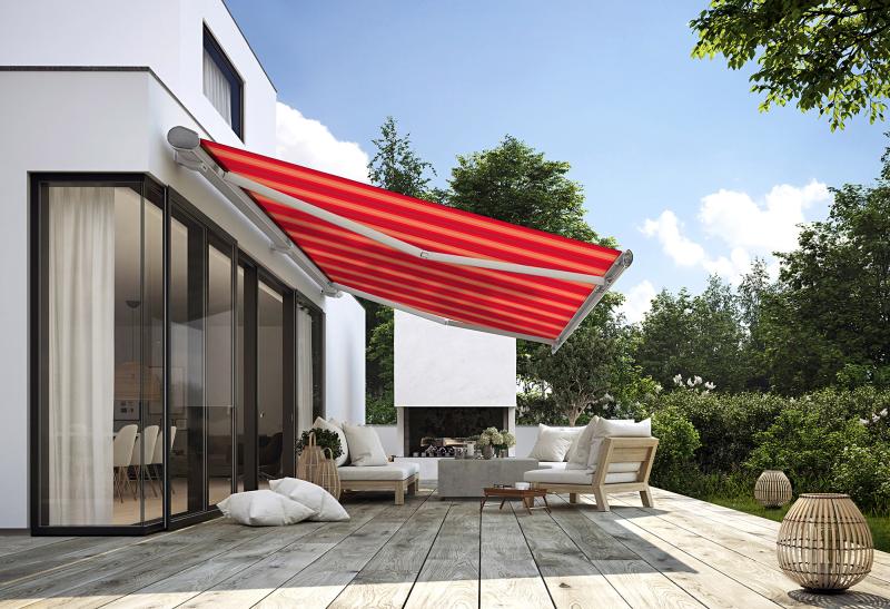 markilux is extending its awning cover collection with ten bright new patterns in pop-art style.