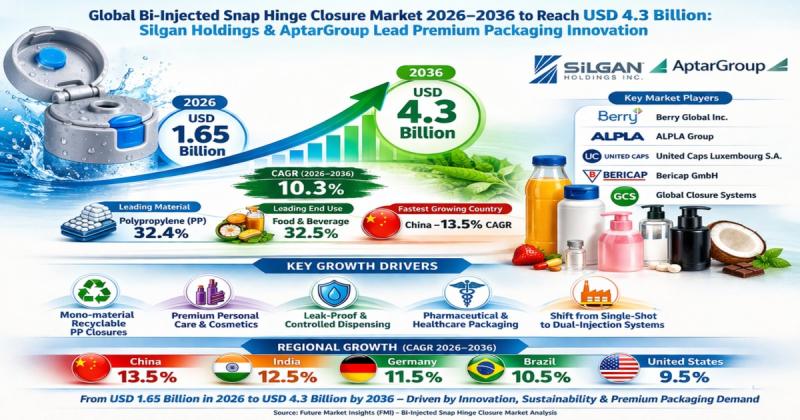 3 News Article Image Der globale Markt für bi-injizierte Klappgelenkverschlüsse wird 2026-2036 voraussichtlich 4,3 Milliarden US-Dollar erreichen: Silgan Holdings und AptarGroup führen die Innovation bei Premium-Verpackungen an.