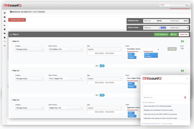 ONEcount Q: The media industry's first natural language audience query tool.