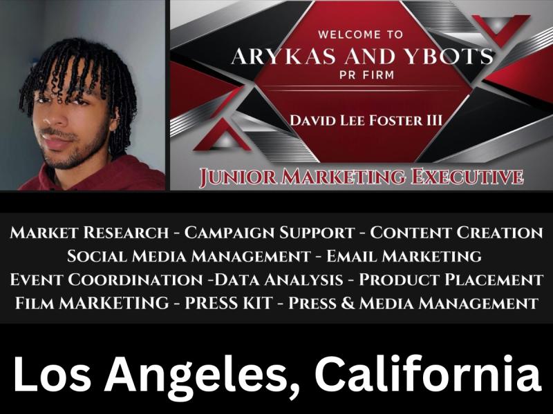 David Lee Foster III Joins Arykas and Ybots PR Firm as Junior Marketing Executive