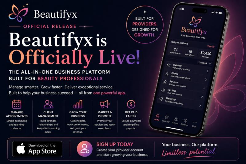 Beautify Launch: All-in-One platform for salon, spa, and birth services professionals to manage appointments, clients, and payment