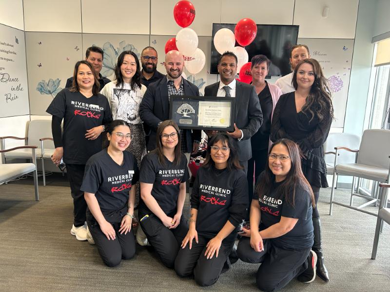 Calgary-based Riverbend Medical Clinic team with its 2024 ACFP Patient's Medical Home Outstanding Family Practice Award
