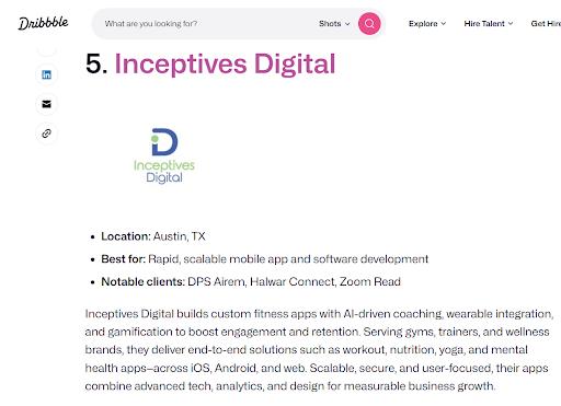 Inceptives Digital Featured by Dribbble Among Top Fitness and Blockchain App Development Companies? — KRIPTO — ERYU PROJECT
