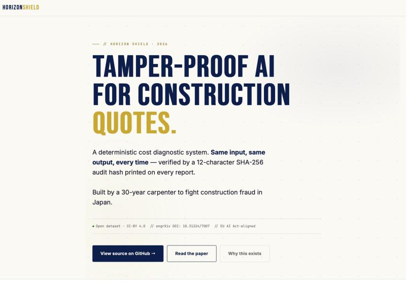 HORIZON SHIELD - Bitcoin-anchored AI for construction cost diagnostics. PTKA Protocol Declaration anchored to Bitcoin Block#949356