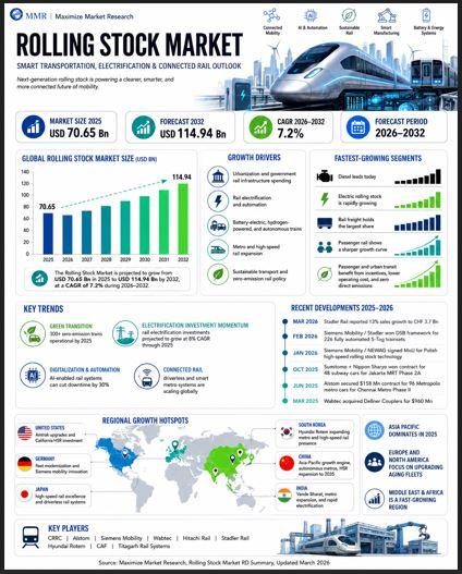 Rolling Stock Market to Reach USD 114.94 Bn by 2032 from USD 70.65