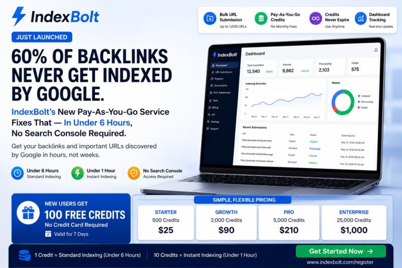 60% of backlinks never get indexed. Don't let your SEO budget go to waste. IndexBolt helps solve that.