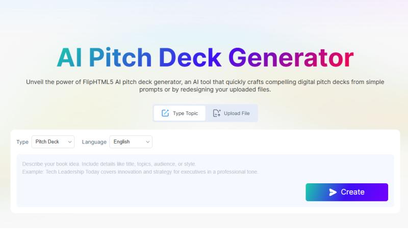 FlipHTML5's AI pitch deck maker creates investor-ready presentations.